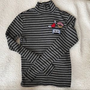 Zara Striped Mock Neck Sweater with Embroidery S